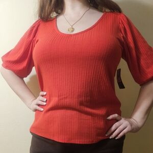 NWT New York & Company Vibrant Red Blouse